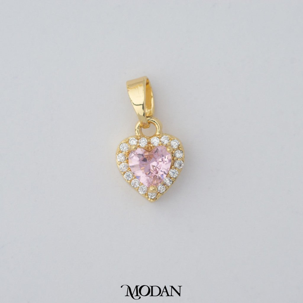 Pink and Clear Heart Pendant DIY Pendant Liontin Hati Hypoallergenic Gold Filled