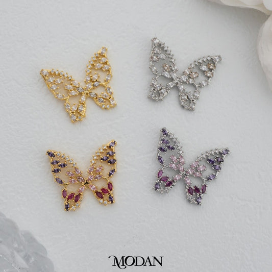 Sparkling Clear and Colorful Butterfly Pendant DIY Pendant Liontin Kupu - Kupu Berlian Hypoallergenic Gold Plated