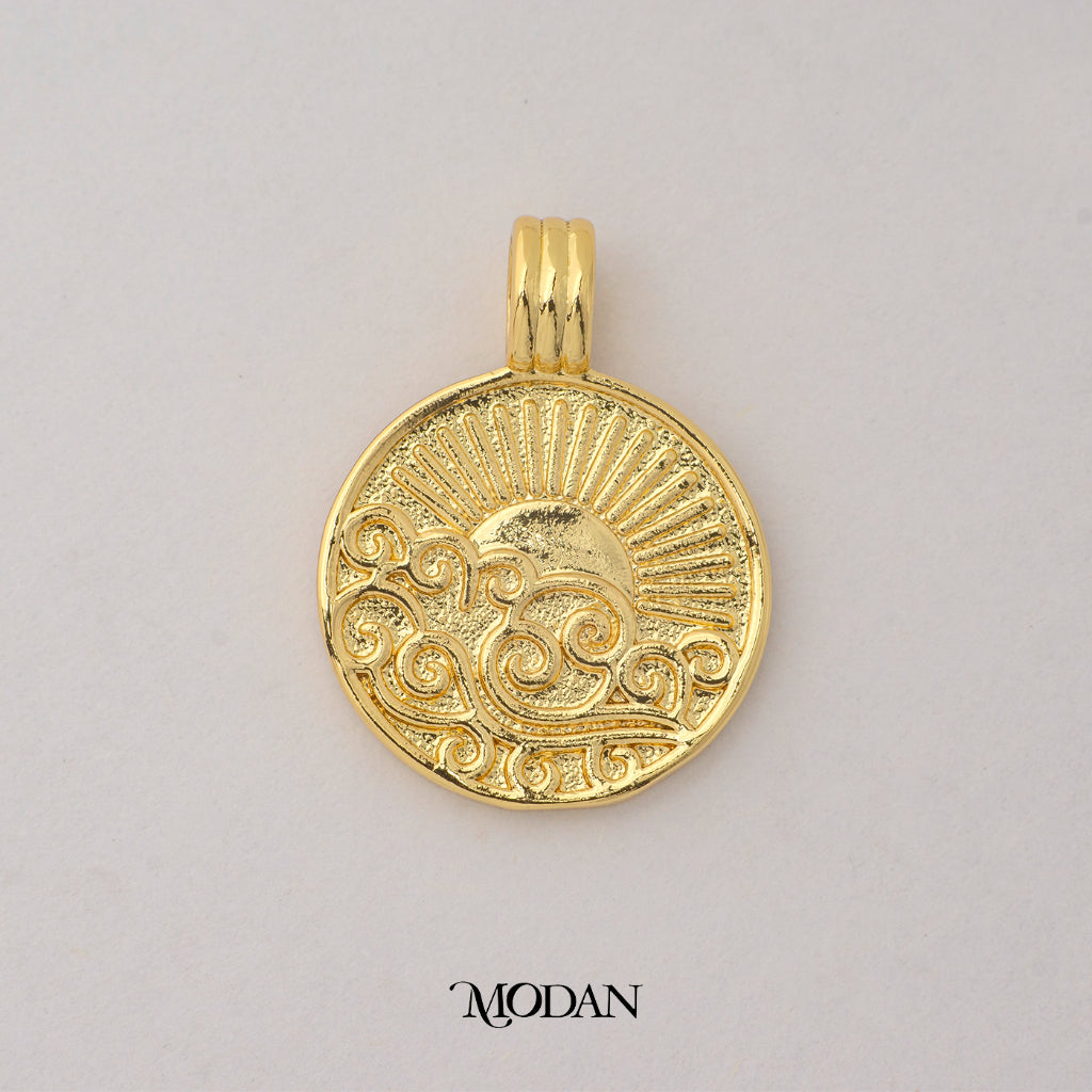 Elements Water Air Fire Earth Coin Medallion Pendant DIY Pendant Liontin Elemen Air Udara Api Tanah Hypoallergenic Gold Filled