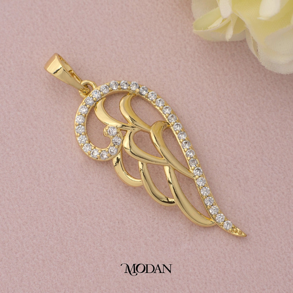 Half Angel Wings Micro Paved Pendant DIY Pendant Liontin Sayap Malaikat Hypoallergenic Gold Plated
