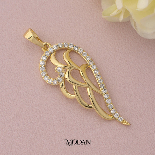 Half Angel Wings Micro Paved Pendant DIY Pendant Liontin Sayap Malaikat Hypoallergenic Gold Plated