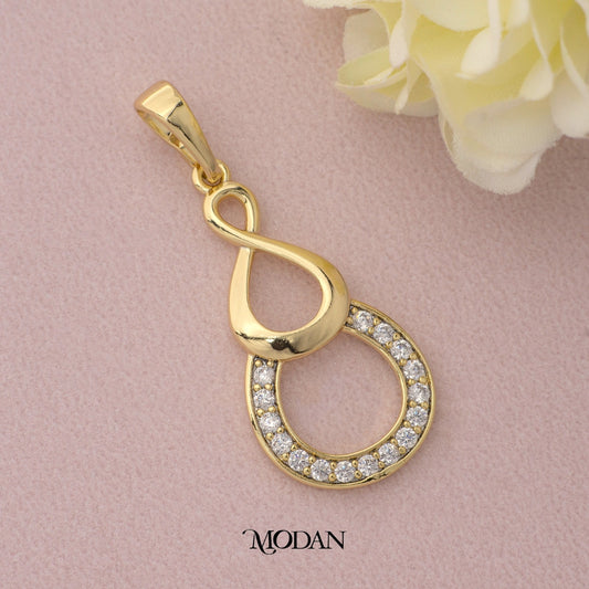 Micro Paved Infinity Geometric Pendant DIY Pendant Liontin Bulat Minimalis Hypoallergenic Gold Plated