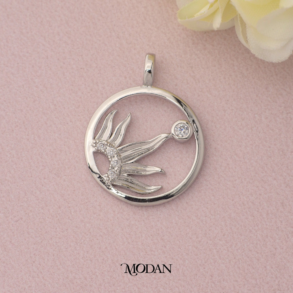 Simple Classic Celestial Sun Round DIY Pendant Liontin Matahari Hypoallergenic Gold Plated
