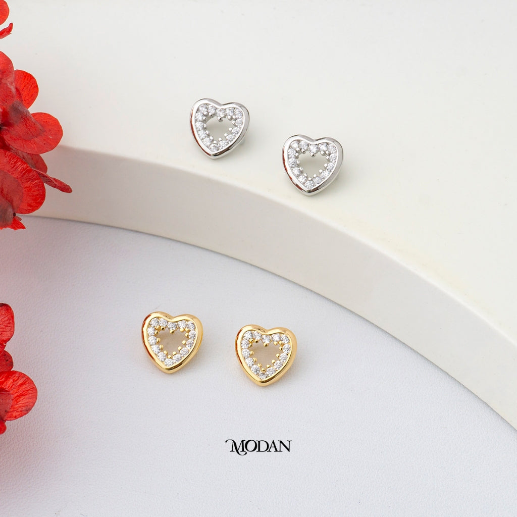 Sparkling Open Back Love Heart Zirconia DIY Pendant Liontin Hati Cinta Berlian Hypoallergenic Gold Plated
