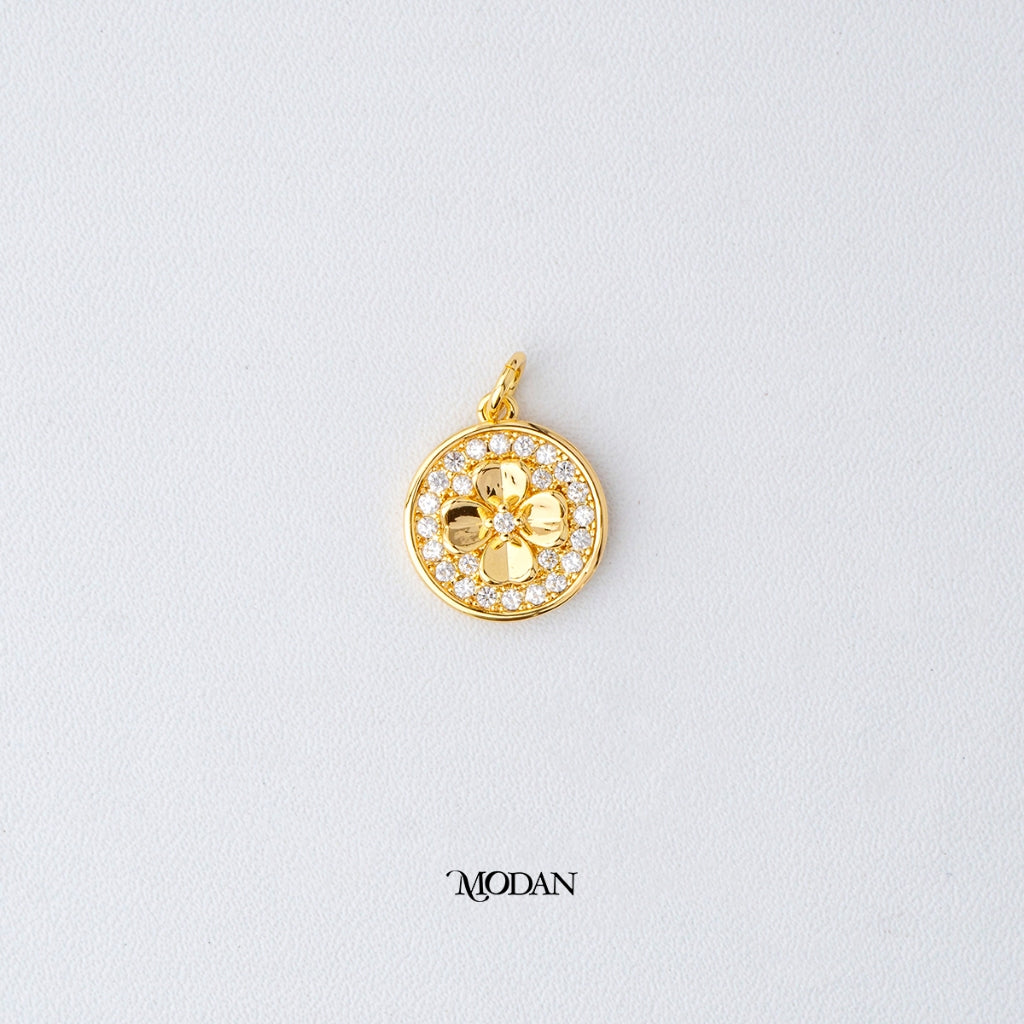 Embossed Flower Coin Pendant DIY Pendant Liontin Koin Bunga Hypoallergenic Gold Filled
