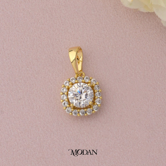Micro Paved Geometric Square Bridal Pendant DIY Liontin Pesta Persegi Hypoallergenic Gold Plated