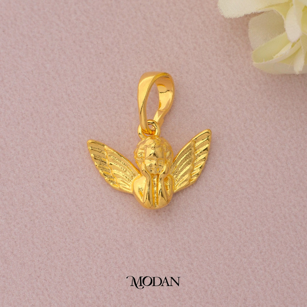 Simple Plain Angel 3D Pendant DIY Pendant Liontin Sayap Malaikat Hypoallergenic Gold Plated