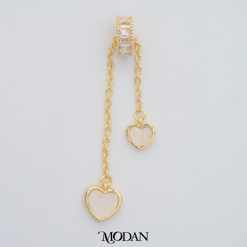 Double Red White Heart Love Pendant DIY Pendant Liontin Hati Cinta Hypoallergenic Gold Filled