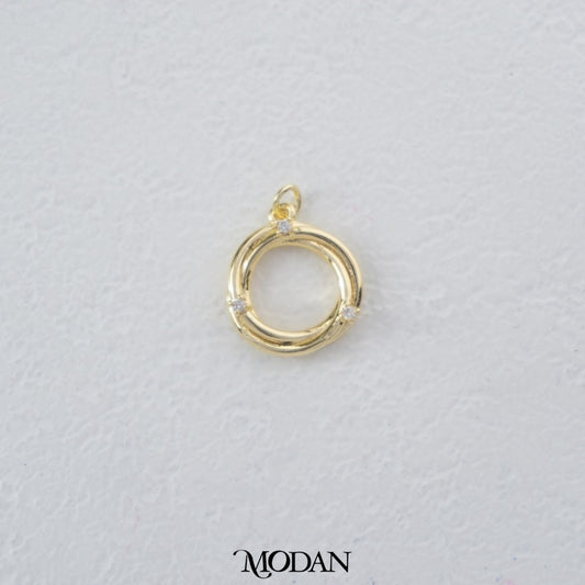 Elegant Open Back Cluster Round With Triple Zirconia Pendant DIY Pendant Liontin Mata Satu Minimalis Hypoallergenic Gold Filled