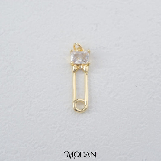 Plain Safety Pin Shaped Pendant DIY Liontin Bandul Kalung Bentuk Peniti Berlian Hypoallergenic Gold Plated