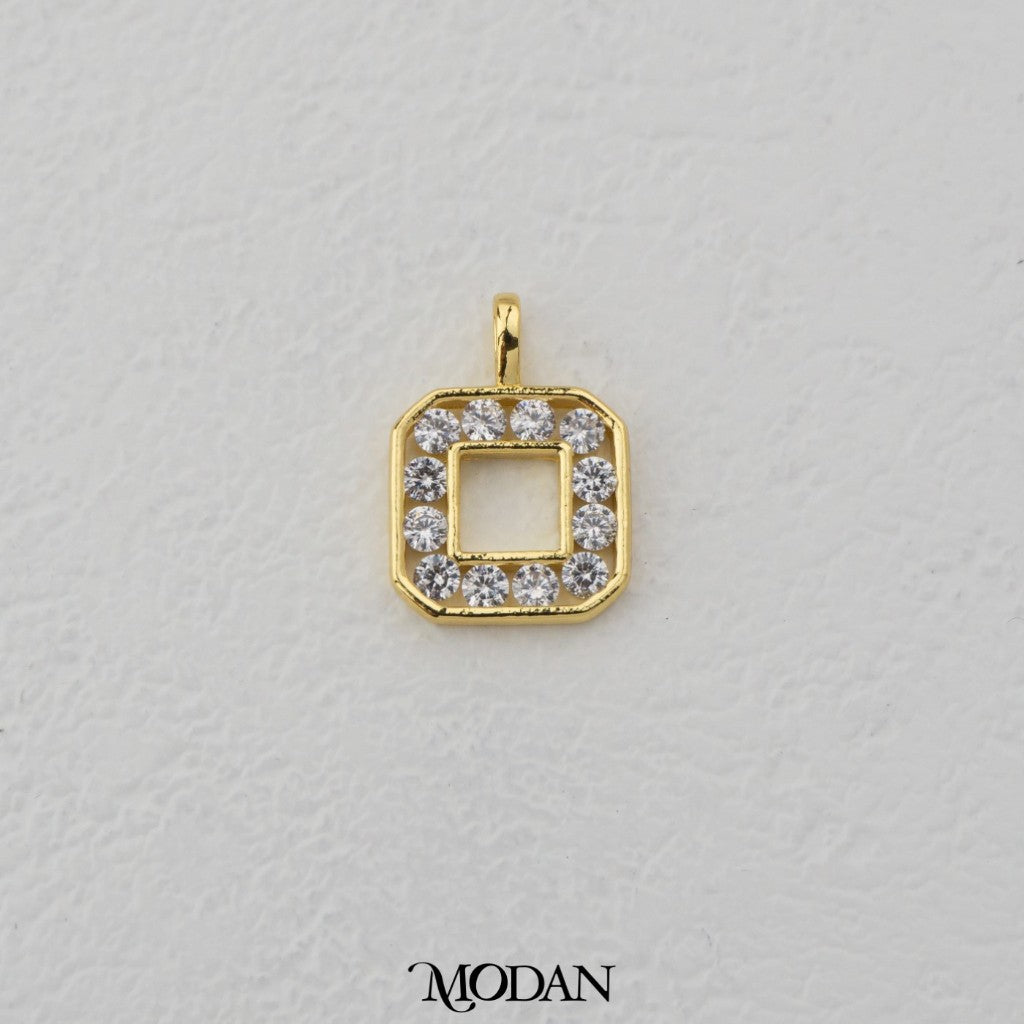 Open Back Rectangular Square Minimalist DIY Pendant Liontin Mata Satu Persegi Hypoallergenic Gold Plated