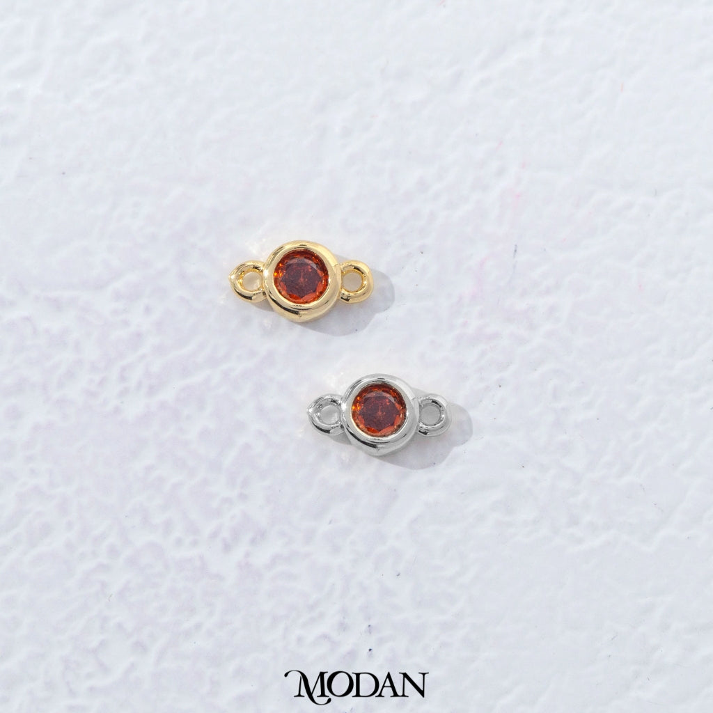 Colorful Mini Round Birthstone DIY Connector Liontin Bulan Lahir Warna-Warni Hypoallergenic Gold Filled