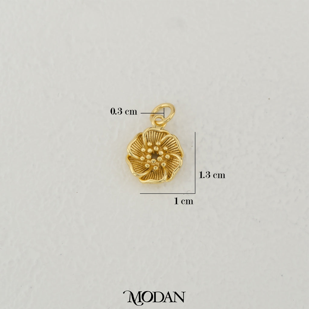 Mini 3D Flower Charm DIY Charm Liontin Bunga Kecil Hypoallergenic Gold Filled