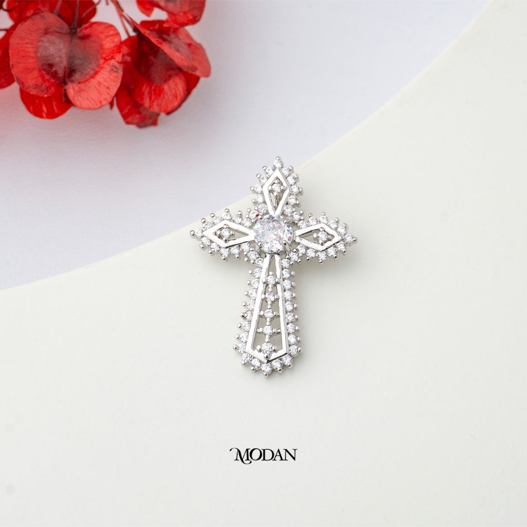 Sparkling Religious Cross Pendant DIY Pendant Liontin Salib Berlian Hypoallergenic Gold Plated