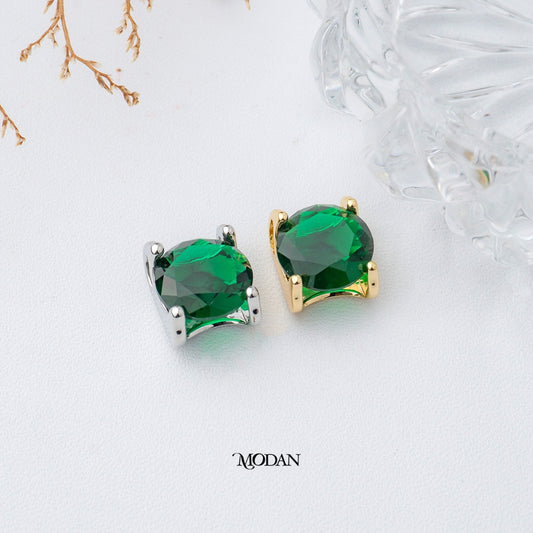 Emerald Green Pendant DIY Pendant Liontin Batu Hijau Bulat Hypoallergenic Gold Filled
