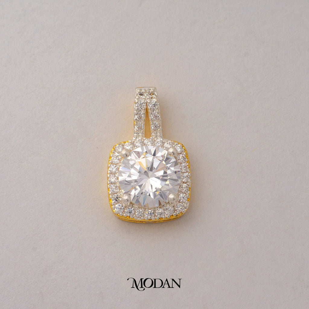 Bridal Square Shaped Cluster Pendant DIY Liontin Pesta Hypoallergenic Gold Plated