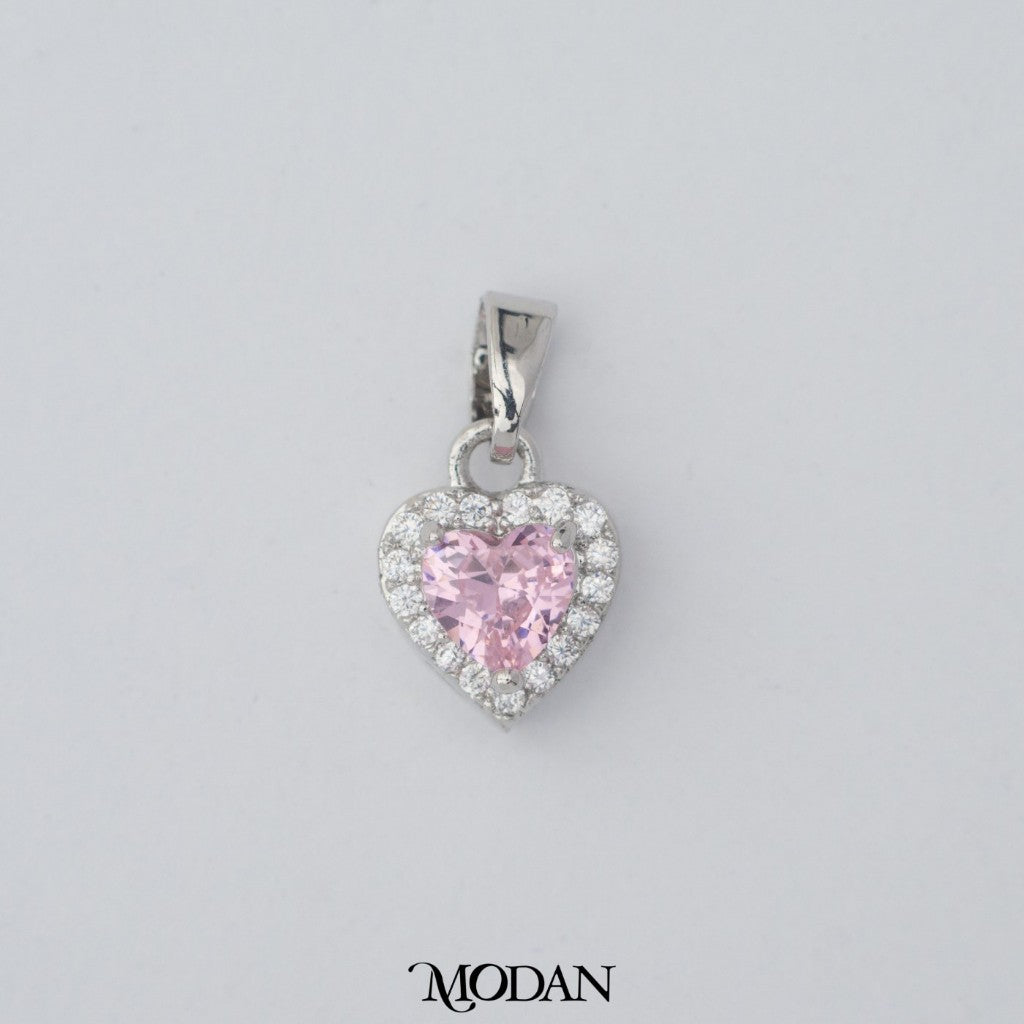 Pink and Clear Heart Pendant DIY Pendant Liontin Hati Hypoallergenic Gold Filled
