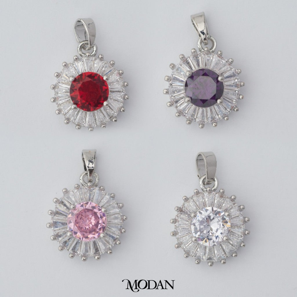 Sparkling Bridal Colorful Solitaire Pendant DIY Pendant Liontin Mata Satu Warna-Warni Hypoallergenic Gold Filled