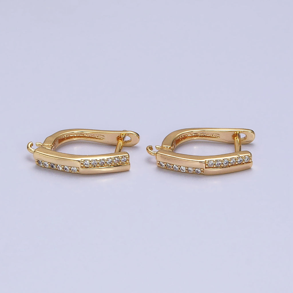 Micro Paved Cubic Zirconia English Lock Earrings DIY Earrings Findings Pengait Anting Elegan Hypoallergenic Gold Filled