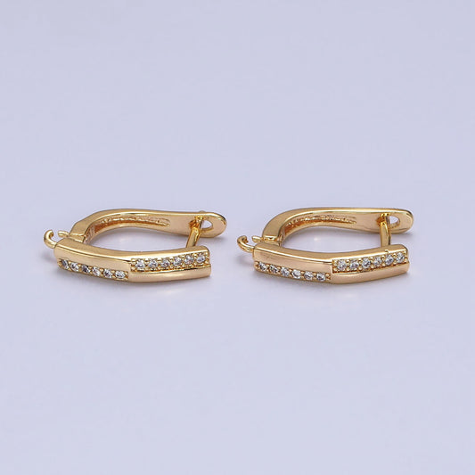 Micro Paved Cubic Zirconia English Lock Earrings DIY Earrings Findings Pengait Anting Elegan Hypoallergenic Gold Filled