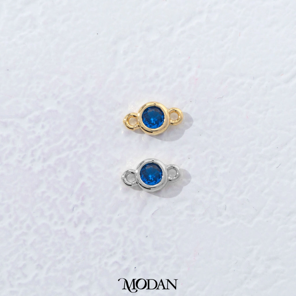Colorful Mini Round Birthstone DIY Connector Liontin Bulan Lahir Warna-Warni Hypoallergenic Gold Filled