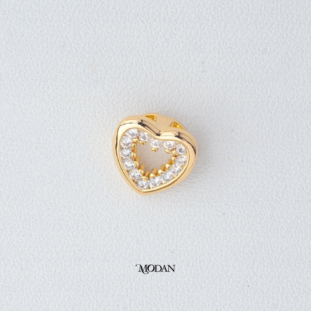 Sparkling Open Back Love Heart Zirconia DIY Pendant Liontin Hati Cinta Berlian Hypoallergenic Gold Plated