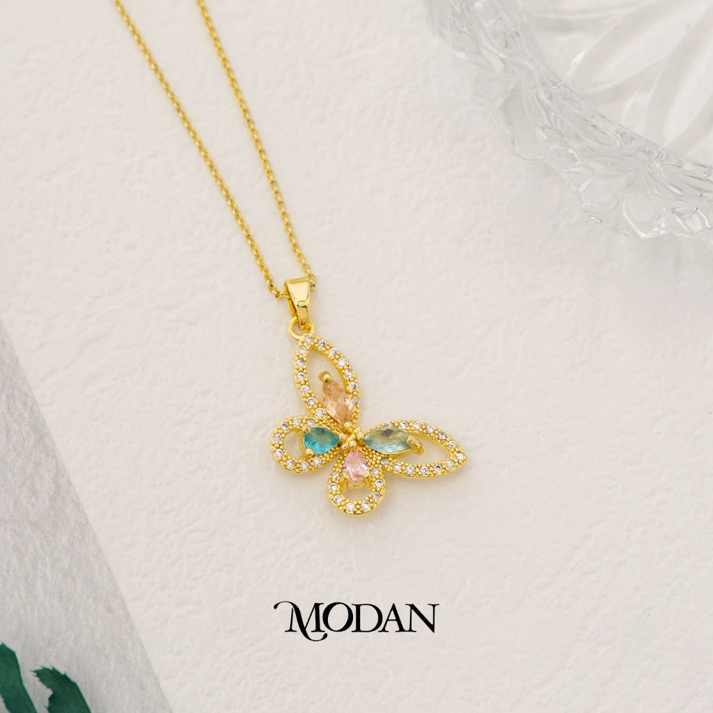 Pastel Colorful Butterfly Pendant DIY Pendant Liontin Kupu Kupu Warna Hypoallergenic Gold Filled