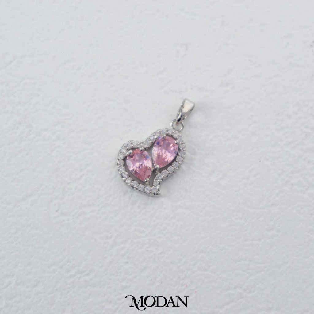 Pink/Clear Zirconia Micro Paved Heart Love Pendant DIY Pendant Liontin Bandul Kalung Berlian Merah Muda/Bening Hypoallergenic Gold Plated