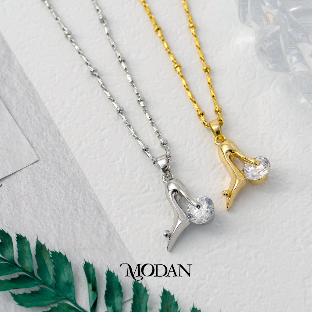 Cute High Heels Necklace Pendant DIY Pendant Liontin Bandul Kalung Stiletto Wanita Berlian Hypoallergenic Gold Filled
