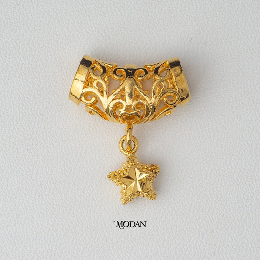 Vintage Star Dangle Pendant DIY Liontin Bandul Tradisional Gantung Bintang Hypoallergenic Gold Plated