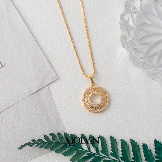 Rose Gold Classic Pattern Open Round Pendant DIY Liontin Bandul Lingkaran Berlian Hypoallergenic Gold Plated