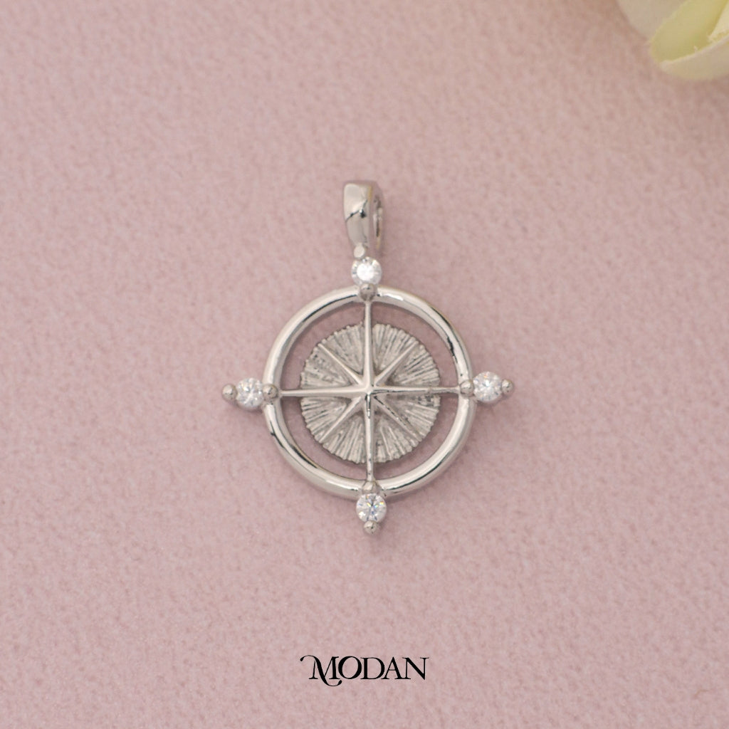 Round Compass DIY Pendant Liontin Kompas Hypoallergenic Gold Plated