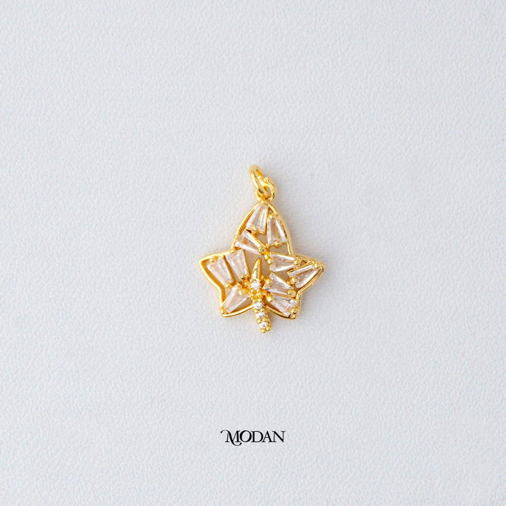Cluster Maple Baguette Leaf Pendant DIY Liontin Daun Pesta Hypoallergenic Gold Plated
