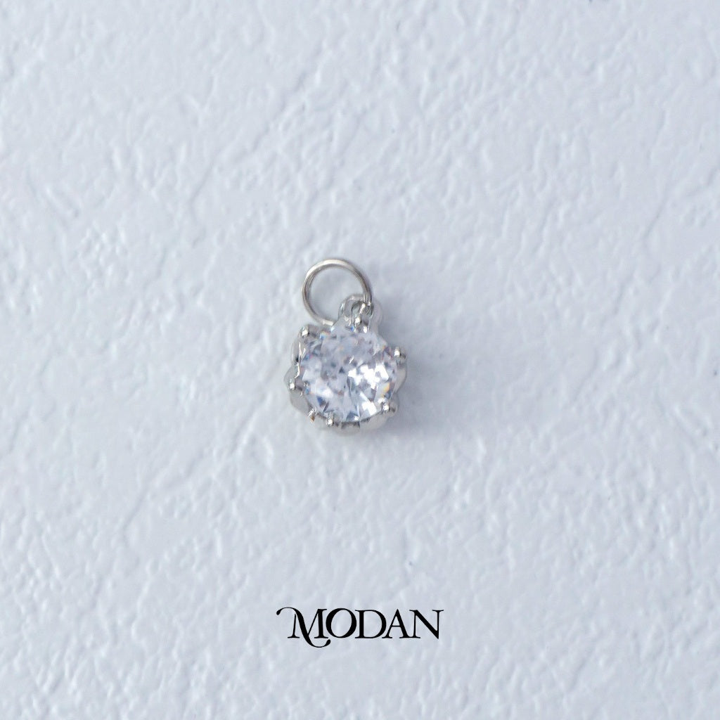 Mini Solitaire Charm DIY Charm Liontin Berlian Bulat Kecil Hypoallergenic Gold Filled
