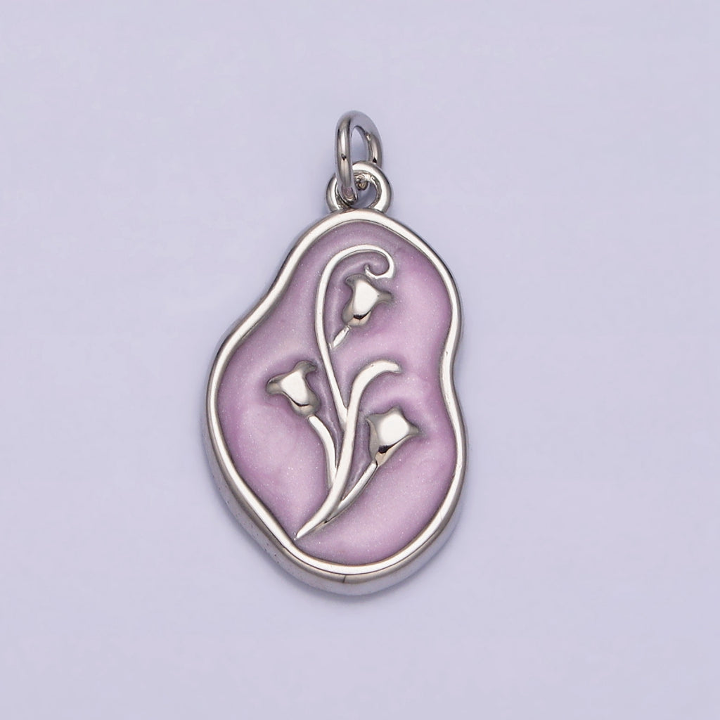 Tulips Flower Enamel Abstract DIY Charm Liontin Bunga Tulip Abstrak Hypoallergenic Gold Filled