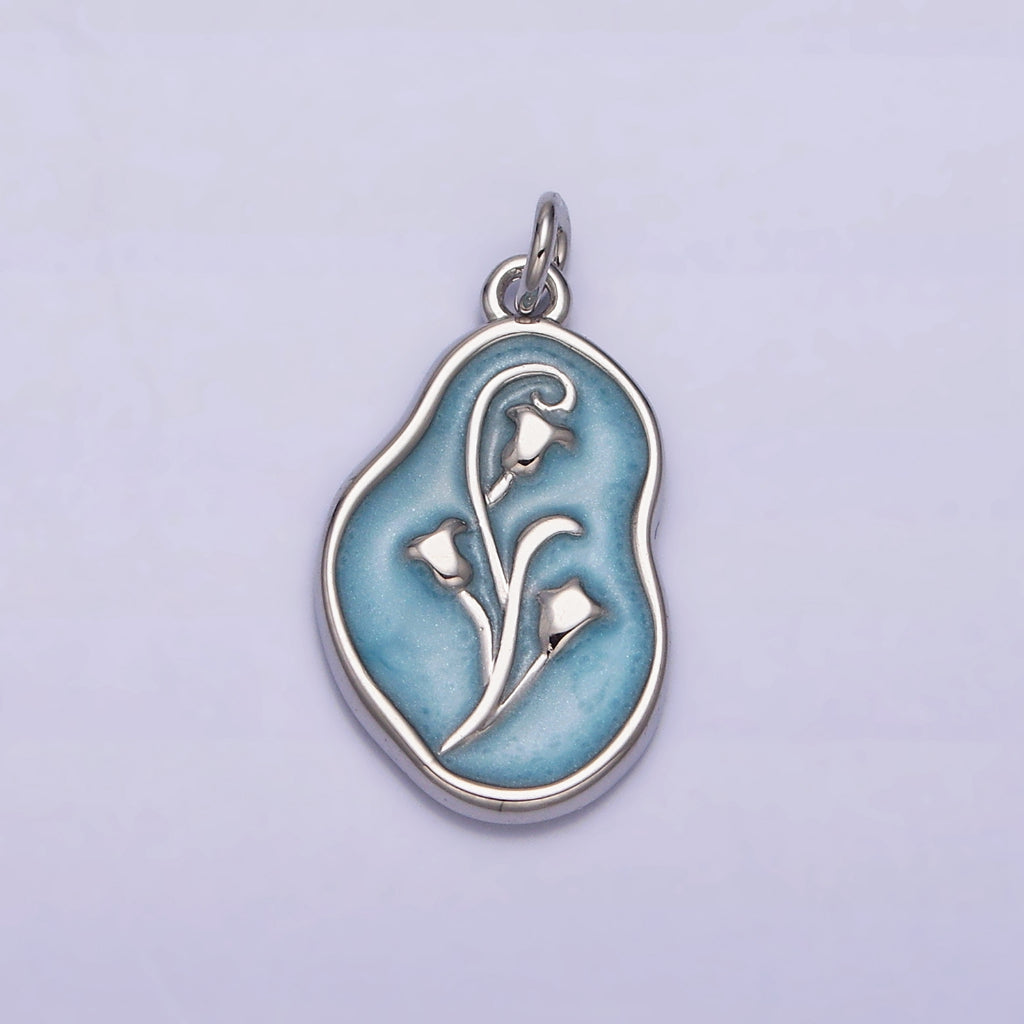 Tulips Flower Enamel Abstract DIY Charm Liontin Bunga Tulip Abstrak Hypoallergenic Gold Filled