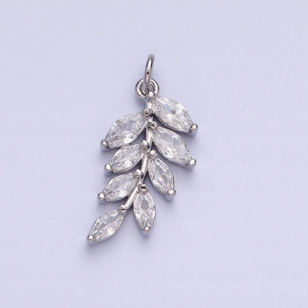 Clear Cluster Marquise Leaf DIY Charm Liontin Daun Pesta Hypoallergenic Gold Plated