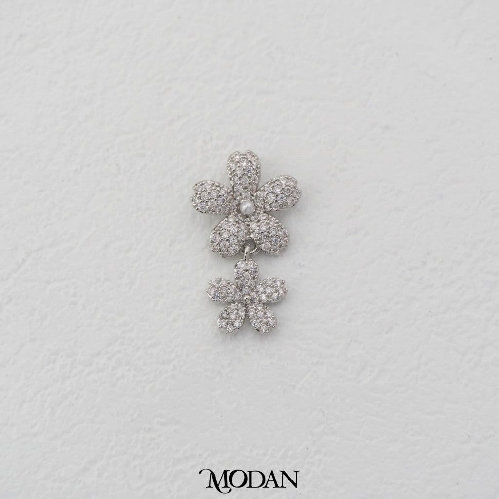 Sparkling Micro Paved Blooming Flower Dangle DIY Pendant Liontin Bunga Berlian Pasir Hypoallergenic Gold Plated