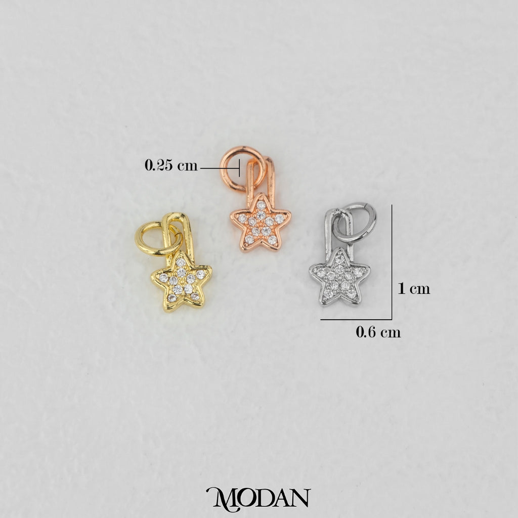 Mini Star Zirconia DIY Charm Liontin Kalung/Gelang Bintang Kecil Hypoallergenic Gold Filled