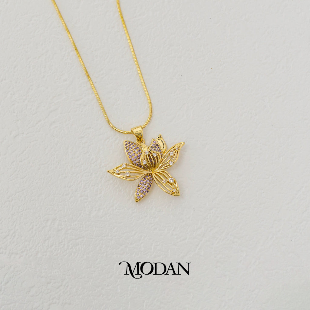 Purple Lilac Flower Pendant DIY Pendant Liontin Bunga Ungu Hypoallergenic Gold Filled