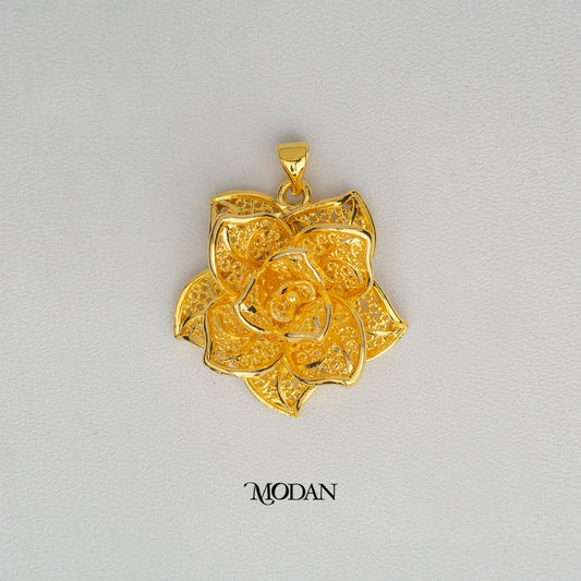 Plain Vintage Style 3D Rose Flower Pendant DIY Liontin Bandul Bunga Mawar Kebaya Hypoallergenic Gold Plated