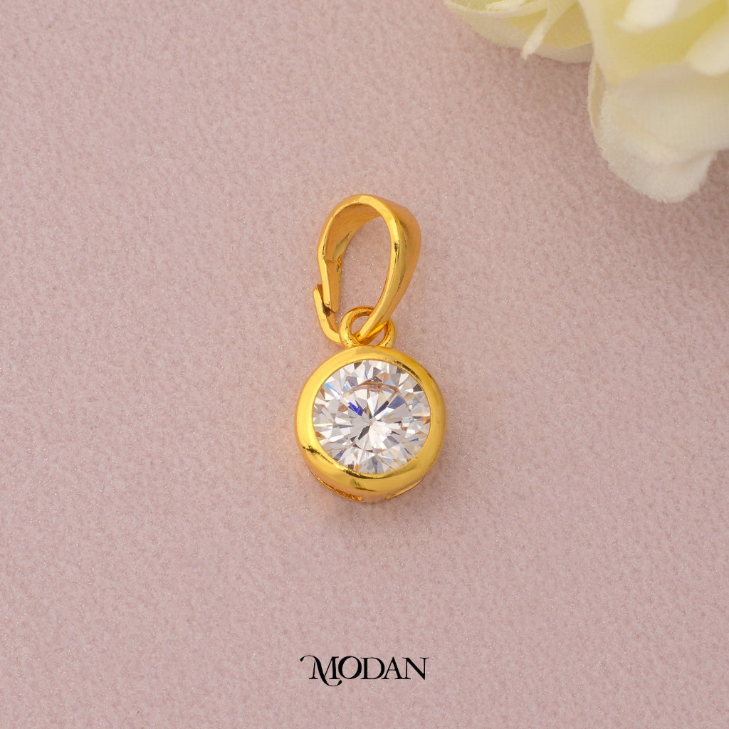 Bezel Set Round Pendant DIY Liontin Pesta Mata Satu Hypoallergenic Gold Plated