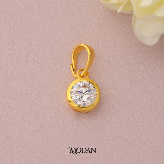 Bezel Set Round Pendant DIY Liontin Pesta Mata Satu Hypoallergenic Gold Plated