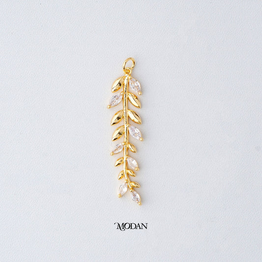 Long Cluster Marquise Leaf Pendant DIY Liontin Daun Pesta Hypoallergenic Gold Plated