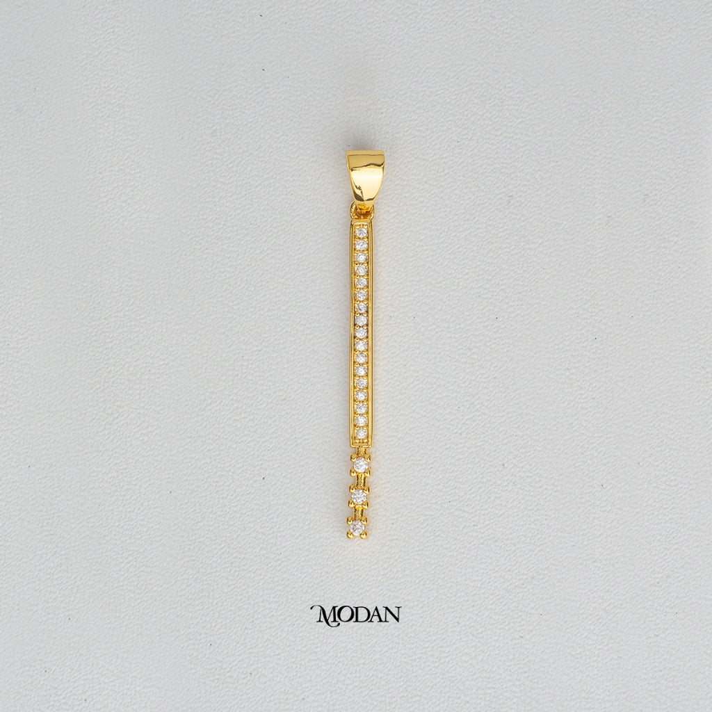 Simple Micro Paved Linear Bar Pendant DIY Pendant Liontin Persegi Panjang Hypoallergenic Gold Plated