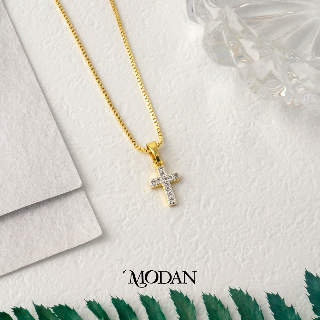 Mini Religious Sparkling Cross DIY Pendant Liontin Salib Hypoallergenic Gold Plated
