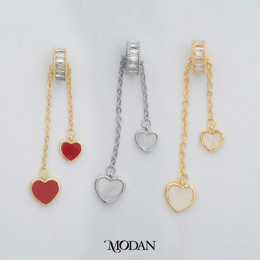 Double Red White Heart Love Pendant DIY Pendant Liontin Hati Cinta Hypoallergenic Gold Filled