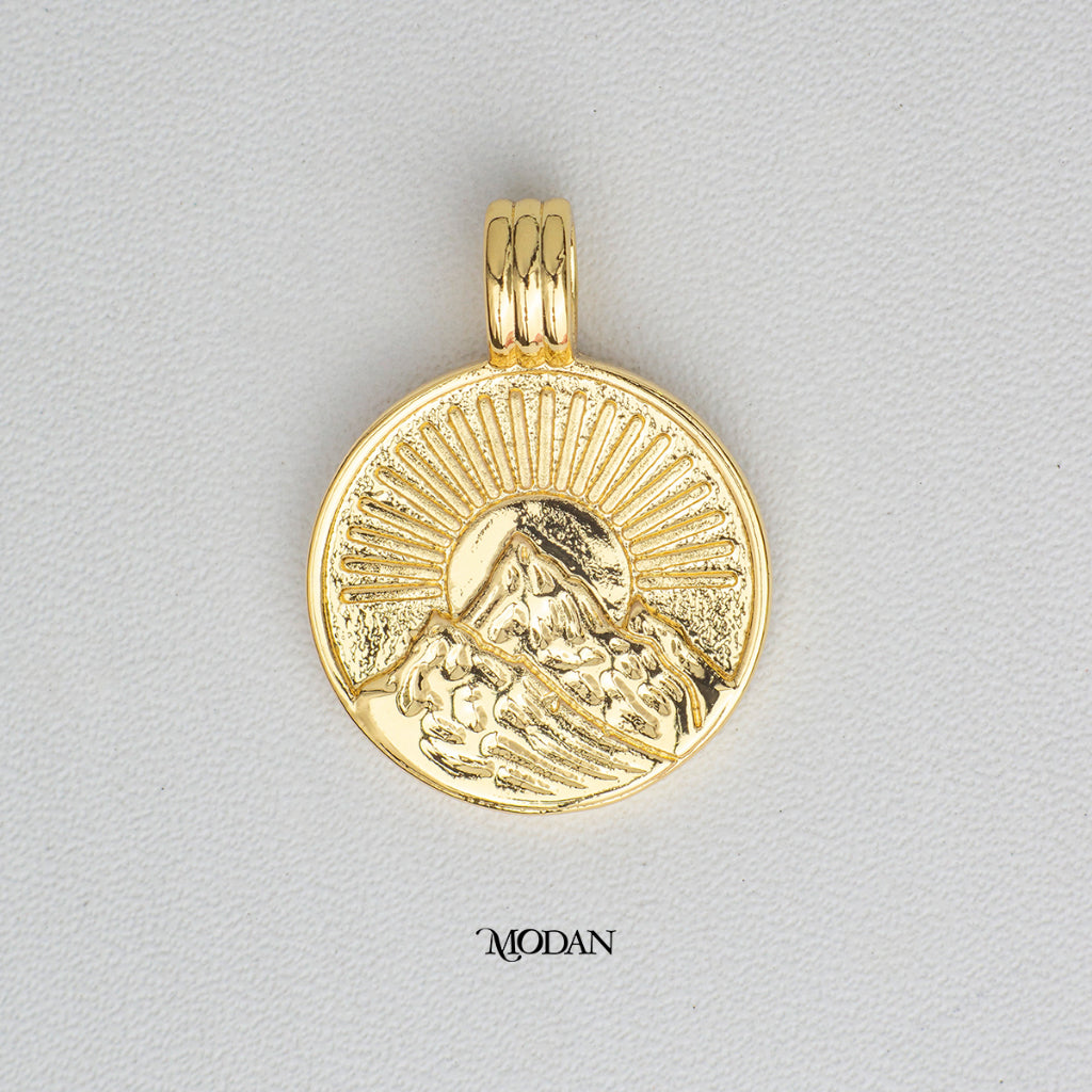 Elements Water Air Fire Earth Coin Medallion Pendant DIY Pendant Liontin Elemen Air Udara Api Tanah Hypoallergenic Gold Filled