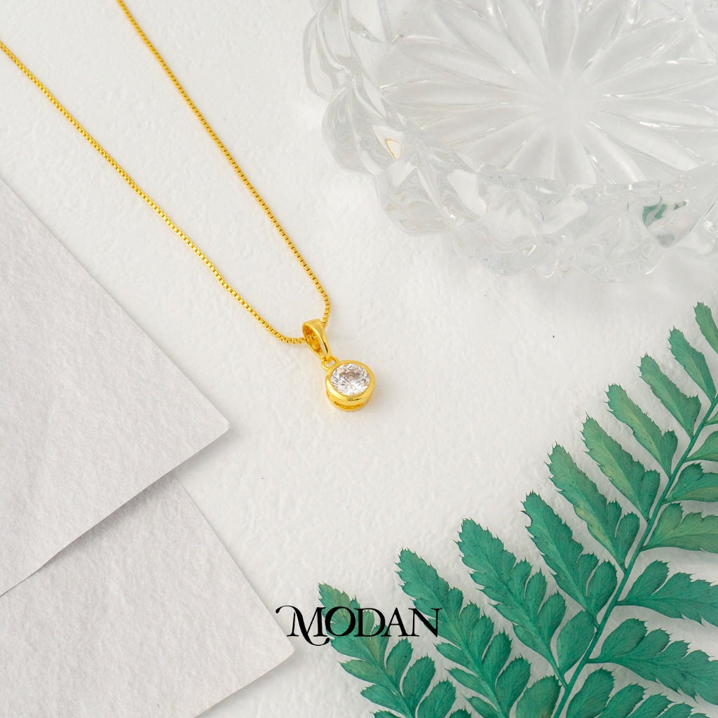 Bezel Set Round Pendant DIY Liontin Pesta Mata Satu Hypoallergenic Gold Plated