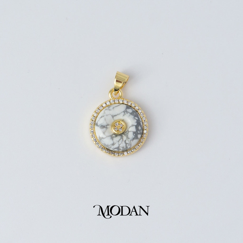 Colored Round Pendant DIY Pendant Liontin Batu Hijau Bulat Hypoallergenic Gold Filled